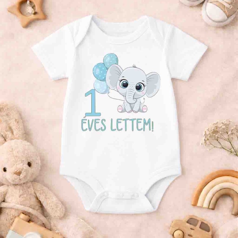 Elefántos Egy éves lettem születésnapi body