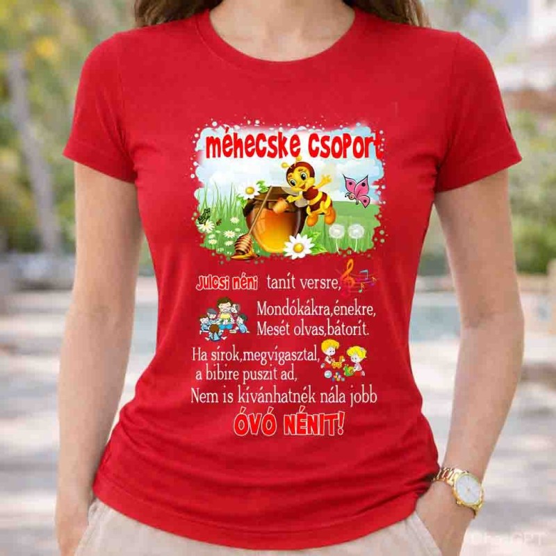 Neves méhecske csoport póló óvó néninek
