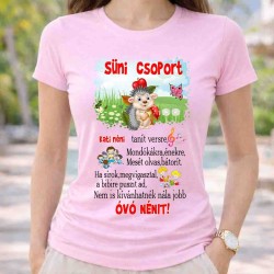 Neves süni csoport póló óvó néninek